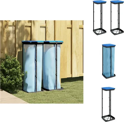Produktbild von vidaXL Müllsackständer 2 Stk. Schwarz und Blau 120 L PP -  Mülltonnen & Abfalleimer