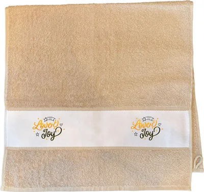 Produktbild von Huuraa Handtuch Love & Joy Schriftzug 50x100cm Sand Baumwolle Handtuch Geschenkidee