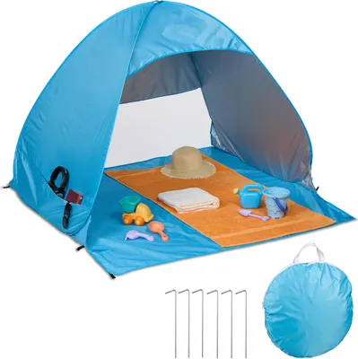 Produktbild von Famanu Strandzelt UV-Schutz 50 für 2 Personen - Blau - Heringen & Tragetasche