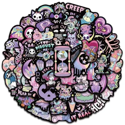 Image de Autocollants aux motifs horrifiques mignons - 50 pièces