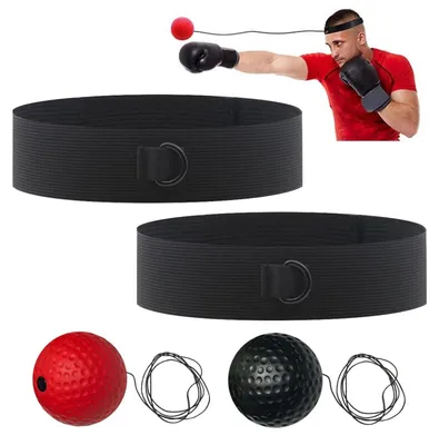 Produktbild von Bokstrainingsball mit Stirnband – Reaktionsball zur Verbesserung der Hand-Augen-Koordination – Tennisballgröße – Weiches Material – Unisex-Sportball für Kinder und Jugendliche