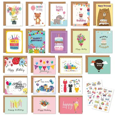 Produktbild von Geburtstagskarten-Set – 20 Karten – Mit Umschlägen – Geburtstagskarten für Kinder