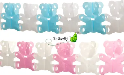 Produktbild von Papier-Girlande 'TEDDY' 4 Meter , Farbauswahl:hellblau 311 / babyblau / zartblau
