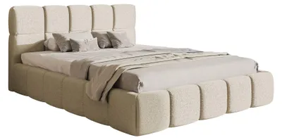 Obrázek produktu pro Selsey Cloudy – čalouněná postel 120 × 200 cm, světle béžová ženilka