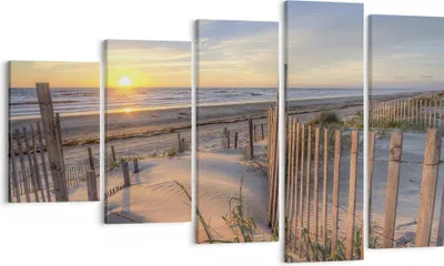 Produktbild von Bild auf Leinwand - Leinwandbild - 5 Teile - Westen Sonne Düne - 100x60cm - Wand Bild - Wanddeko - Wandbilder - Leinwanddruck - Bilder - Wanddekoration - Leinwand bilder - Wandbild - EG100x60-4219