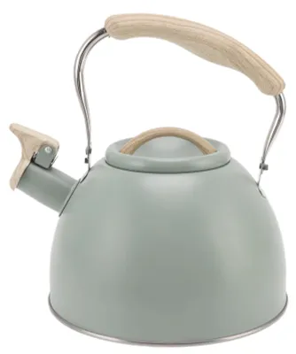 Zdjęcie produktu dla Whistling Teapot 3L Jasnozielony Czajnik do herbaty z płaskim dnem ze stali nierdzewnej i plastikowym uchwytem do domu