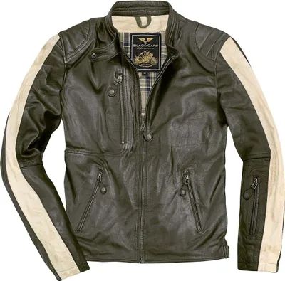 Zdjęcie produktu dla Ciemnozielona, vintage'owa skórzana kurtka motocyklowa Black-Cafe London, rozmiar 54