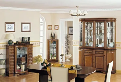 Immagine prodotto di Set classico di vetrine per la sala da pranzo, grande buffet completo di 3 pezzi