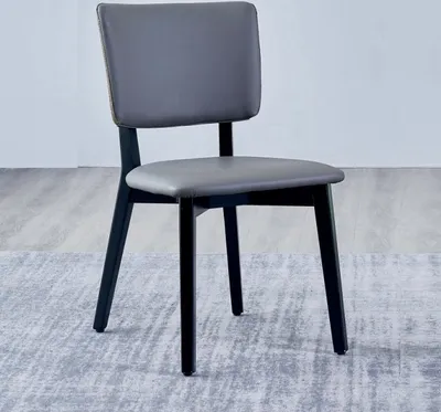 Zdjęcie produktu dla Designerskie szare krzesło do jadalni jednoosobowe tapicerowane krzesła skórzane jednoosobowe