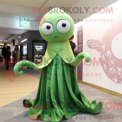 Produktbild von Maskottchenkostüm REDBROKOLY Olive Squid mit Abendkleid und Schlüsselanhängern