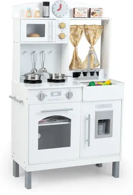 Image de Cuisine de jeu pour enfants - Cuisine en bois pour enfants avec hauteur réglable et accessoires