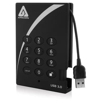 Produktbild von Apricorn Aegis Padlock USB 3.0 500GB - 500 GB - 3.2 Gen 1 (3.1 Gen 1) - 5400 RPM - Schwarz