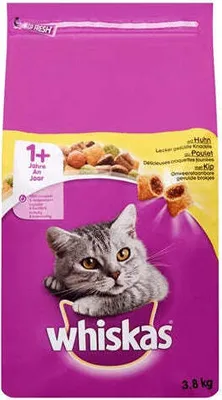 Obrázok produktu pre Whiskas Dry 3,8 kg - dospelý 1+ s kuracím mäsom