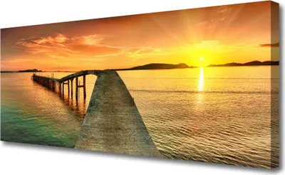 Produktbild von Tulup Leinwand-Bilder 125x50 Wandbild Canvas Kunstdruck Sonne Meer Brücke Landschaft