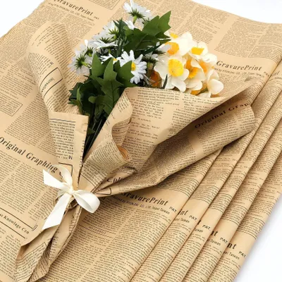 Productafbeelding van Omgoods - 20 Vellen Kraft Cadeaupapier voor Verjaardag en Trouwen
