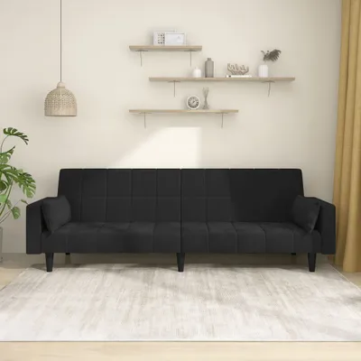 Produktbild von "2026 Promotion" Schlafsofa 2-Sitzer - Bettsofa - mit 2 kissen - Schwarz Samt - Klassische Sofas CC22793