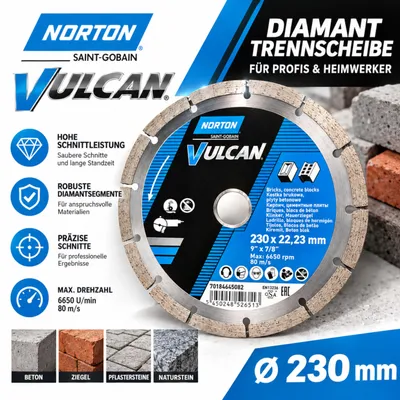 Zdjęcie produktu dla 1 sztuka Tarcza diamentowa Norton 230 X 22,23 mm Vulcan Universal