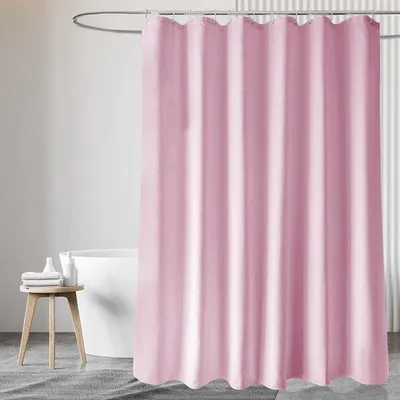 Produktbild von Unyqoos® Pink Textil-Duschvorhang mit wasserdichten Eigenschaften und Haken