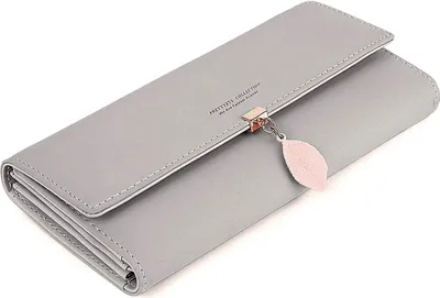 Produktbild von Geldbörse Damen Leder Gross, Damen Geldbeutel Große Kapazität, Elegant Damen Portemonnaie, Lang Damen Portmonee Leder mit Handyfach Grau