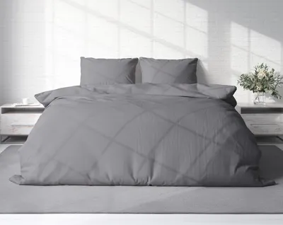 Produktbild von Uni Bettwäsche 200x220 cm anthrazit Doppelbett Einfarbig Renforce Baumwolle