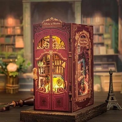 Produktbild von DIY Book Nook Bibliothek der Weisheit - 3D-Puzzle - 281 Teile - Miniaturhaus - mit LED