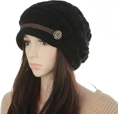 Produktbild von Damenmode Wintermütze Warme Beanie Wollmütze Strick-Häkelmütze Kopfbedeckung