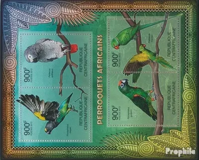 Produktbild von Briefmarken Zentralafrikanische Republik 2012 Mi 3667-3670 Kleinbogen (kompl. Ausgabe) postfrisch Papageien Afrikas