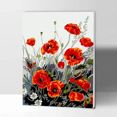 Produktbild von Malen-nach-Zahlen-Set Blumen mit Rahmen 40,6 x 50,8 cm
