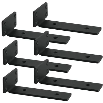 Image de Support d'étagère invisible - 20 cm - Noir - Lot de 6 - Pour étagères en bois de 20 à 25 cm