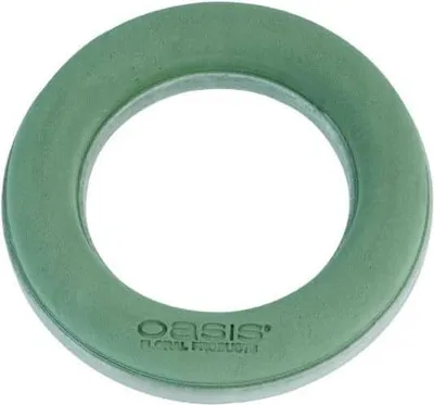 Produktbild von OASIS® Nass Steckschwamm Ring SOANA, EcoBase Hartschwammboden, grün, 4cm, Ø25cm - Nasssteckschaum