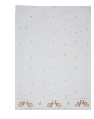 Produktbild von Clayre & Eef Geschirrtuch 50x70 cm Weiß Braun Baumwolle Kaninchen