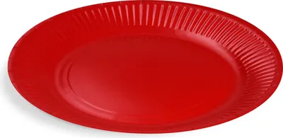 Produktbild von Runder Pappteller, rot, Durchmesser 23 cm, 10 Stück.
