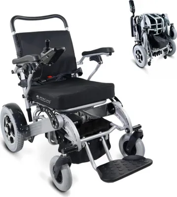 Produktbild von Mobiclinic, Elektrorollstuhl, Modell Troya Plus Ultra, Aluminium, motorisiert, für Senioren, leicht, Sitzhöhe 45 cm, Auton. 51 km, 3x24V, ?schwarz