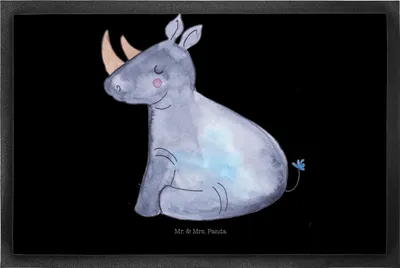 Produktbild von Mr. & Mrs. Panda fußmatte Einhorn Nashorn 50 x 75 cm - Schwarz - Geschenk, Regenbogen, Glitzer, Bodenvorleger, Schmutzfangmatte, Witzig, Schmutzmatte, Lustig, Gummimatte