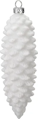 Produktbild von Christbaumschmuck Glas Fichtenzapfen 14cm weiß