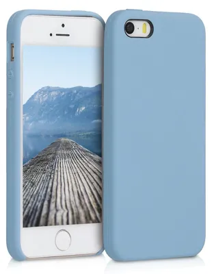 Produktbild von kwmobile Handyhülle für Apple iPhone SE (1.Gen 2016) / iPhone 5 / iPhone 5S Hülle - Case Silikon - Kabelloses Laden - Schutzhülle Cover in Taubenblau