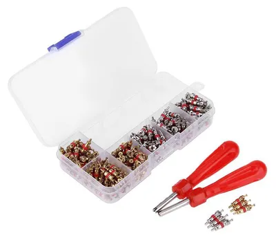 Image de Kit d'outils de réparation universel pour la climatisation automobile, comprenant 242 pièces : têtes de valve R12a et extracteur de valve