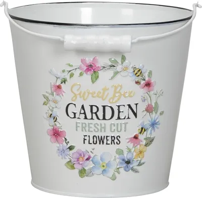 Produktbild von Metall Topf Garden weiss/bunt mit Henkel Übertopf