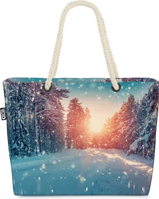Produktbild von VOID Schnee Straße Sonne Strandtasche Shopper 58x38x16cm 23L XXL Einkaufstasche Tasche Reisetasche Beach Bag
