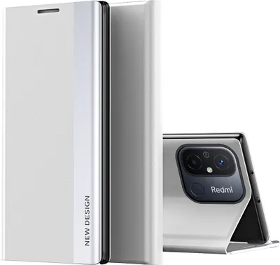 Image de Redmi 12C Housse, cuirPolyuréthanemagnétique rabat Stand Housse de protection pour Xiaomi Redmi 12C blanc