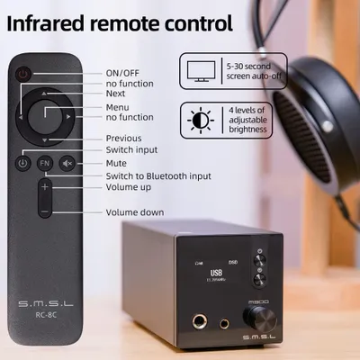 Image de Amplificateur de casque Hi-Fi - Amplificateur de casque - Préamplificateur - Convertisseur audio - Compatible MQA et DSD256