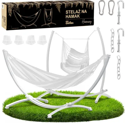 Zdjęcie produktu dla Stelaż hamaka huśtawki stojak ogrodowy metalowy dwuosobowy bujak 2w1 mocny