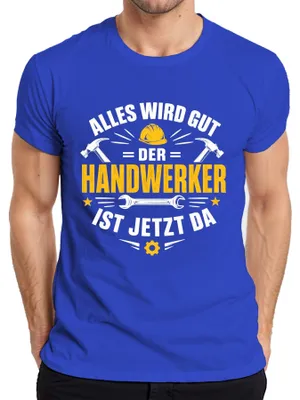 Immagine prodotto di "Tutto andrà bene", scritta ironica. T-shirt da uomo, blu, taglia M