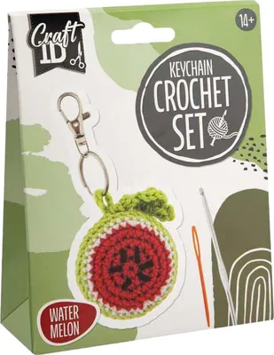 Produktbild von Häkel-Set für einen Wassermelonen-Schlüsselanhänger – inkl. Nadel und Garn