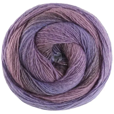 Produktbild von Lana Grossa GOMITOLO GALA 200 g Dochtgarn im Farbverlauf mit Lurex-Effekt 700 m Farbe 4027 - Flieder/Mauve/Graulila/Blaulila/Veilchenblau