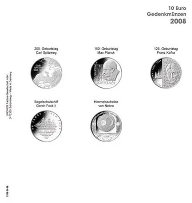 Produktbild von Lindner 1108D08 Vordruckblatt 10 Euro Gedenkmünzen 2008 Deutschland