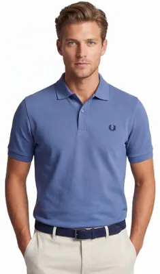 Produktbild von Poloshirt 2-Knopf-Piqué Fred Perry blau 100% Baumwolle