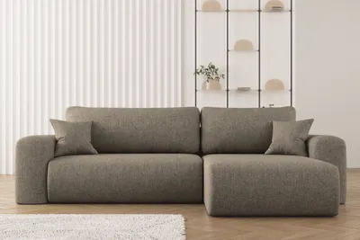 Produktbild von Ecksofa mit Schlaffunktion und Stauraum für Bettzeug, L-förmiges ,Capri Stoff Verita Rechts Dunkelbeige