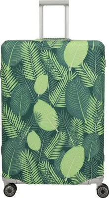 A suitcase cover with a leaf pattern.