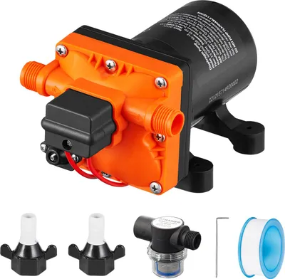 Obrázek produktu pro Vodní membránové čerpadlo SucceBuy 12 V DC, průtok 13 l/min, provozní tlak 3,8 bar (nastavitelný v rozmezí 2,76–5,5 bar), 1/2" MNPT, samonasávací čerpadlo s tlakovým spínačem pro obytné vozy, karavany, lodě a námořní použití